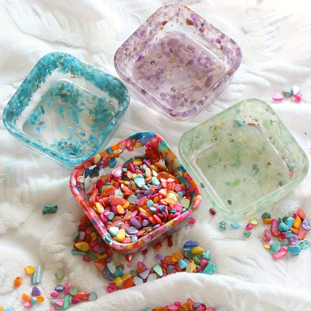 Random Color Resin Crystal Broken Stone Square Bowl
